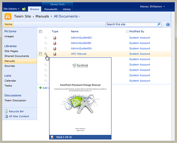 HarePoint Thumbnails for SharePoint Screenshot